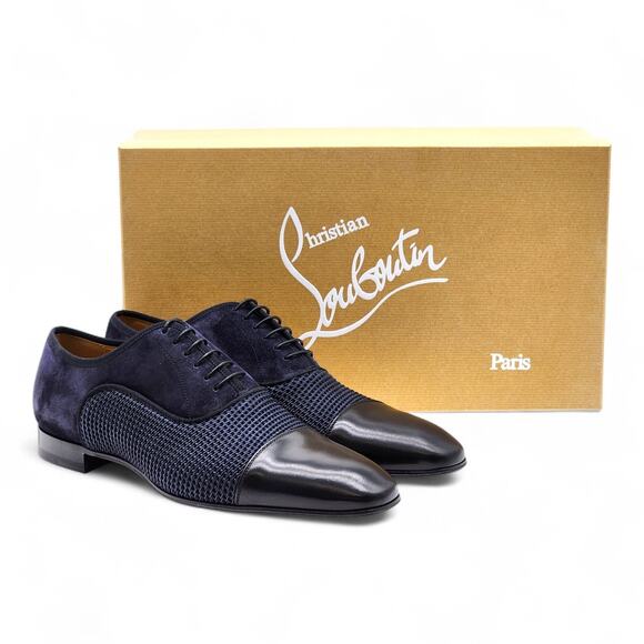 Christian Louboutin Greggo Oxford Leather Shoes Blue EU 41.5 US 8.5 - New $995 - Picture 1 of 8